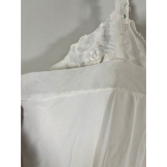 Vintage Floral Lace Lingerie Cream S Feminine Sexy Mod Pin Up Retro Slip 60s - Picture 9 of 12